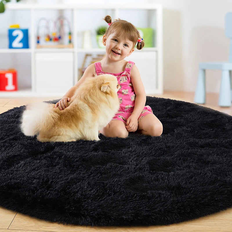 Fluffy Plush Round Rug