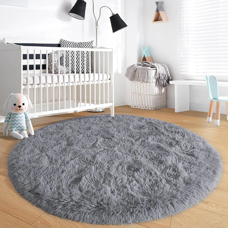 Fluffy Plush Round Rug